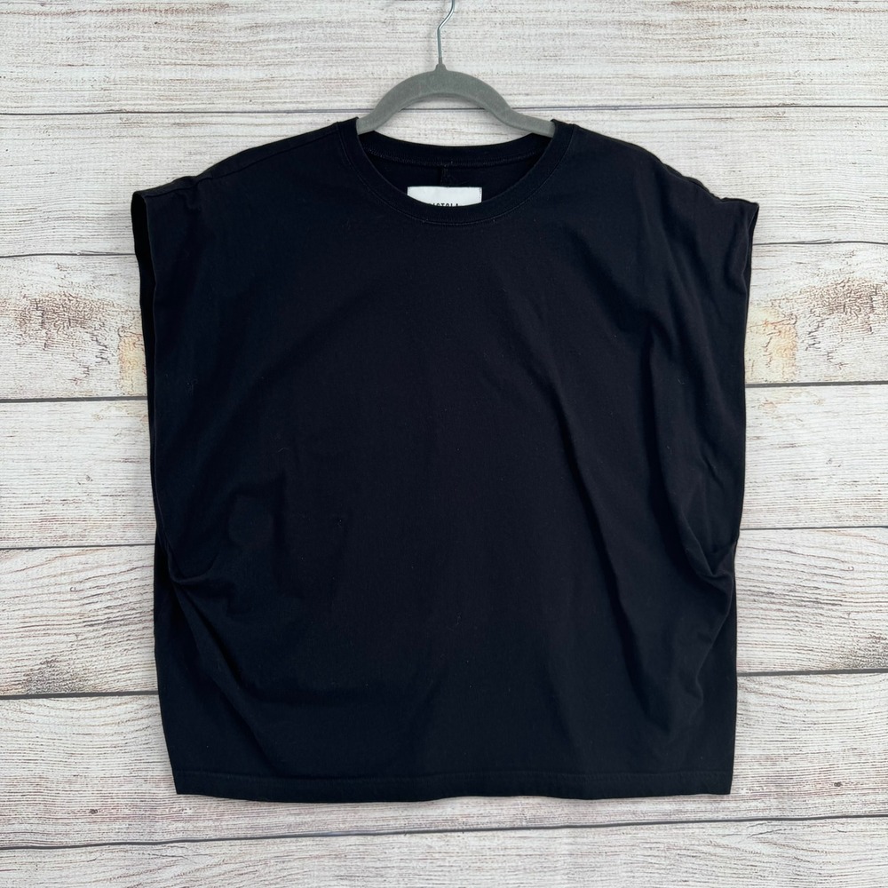 Pistola Muscle Tee Women Small Black Boxy Crew Neck Sleeveless Cotton Top
